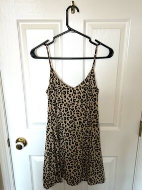 Divided Leopard Print Mini Dress - Tan and Black